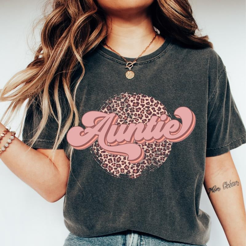 AUNTIE CHEETAH (COMFORT COLORS T SHRIT CAUSAL AUNT - Adult & Kids T-Shirts, Sweatshirts & Hoodies apparel design preview 1