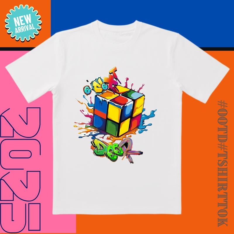 'Neon Rubik' 3D Printed Color Splash Embossed Details - Adult & Kids T-Shirts, Sweatshirts & Hoodies apparel design preview 1