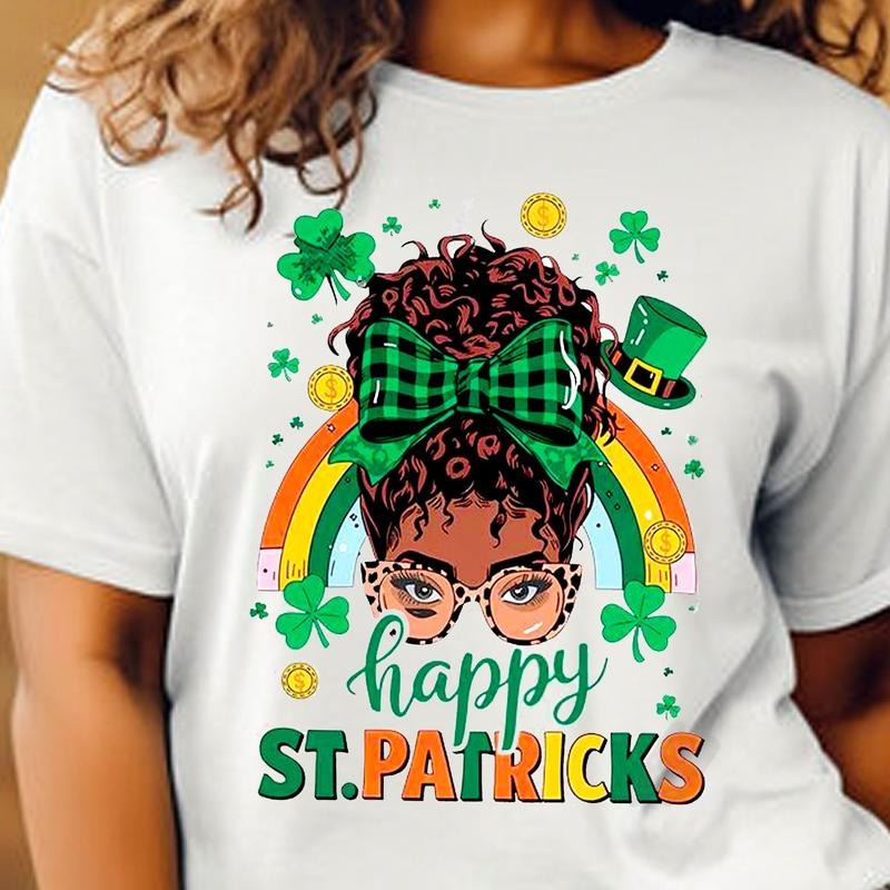 Afro Girl Messy Bun St. Patrick'S Day Black Magic - Adult & Kids T-Shirts, Sweatshirts & Hoodies apparel design preview 1