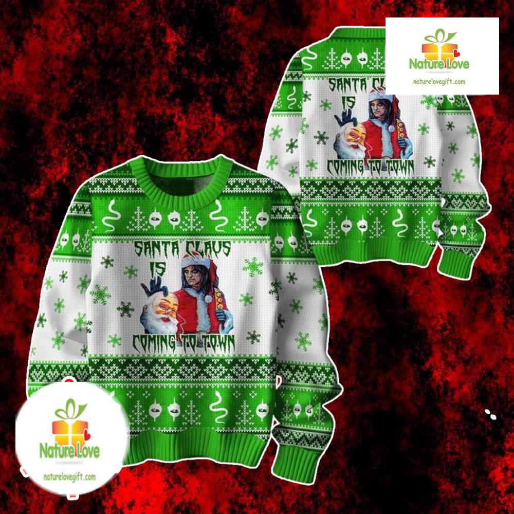 Alice Cooper Santa Claus Rock Music Holiday Ugly Christmas Sweater - Holiday Gift product image