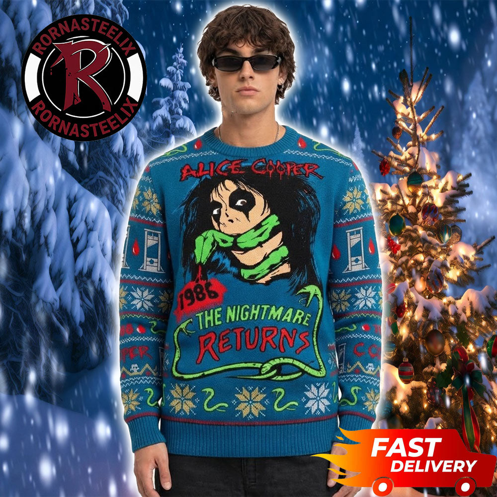 Alice Cooper The Nightmare Returns Christmas Alice Cooper Ugly Christmas Sweater - Holiday Gift product image