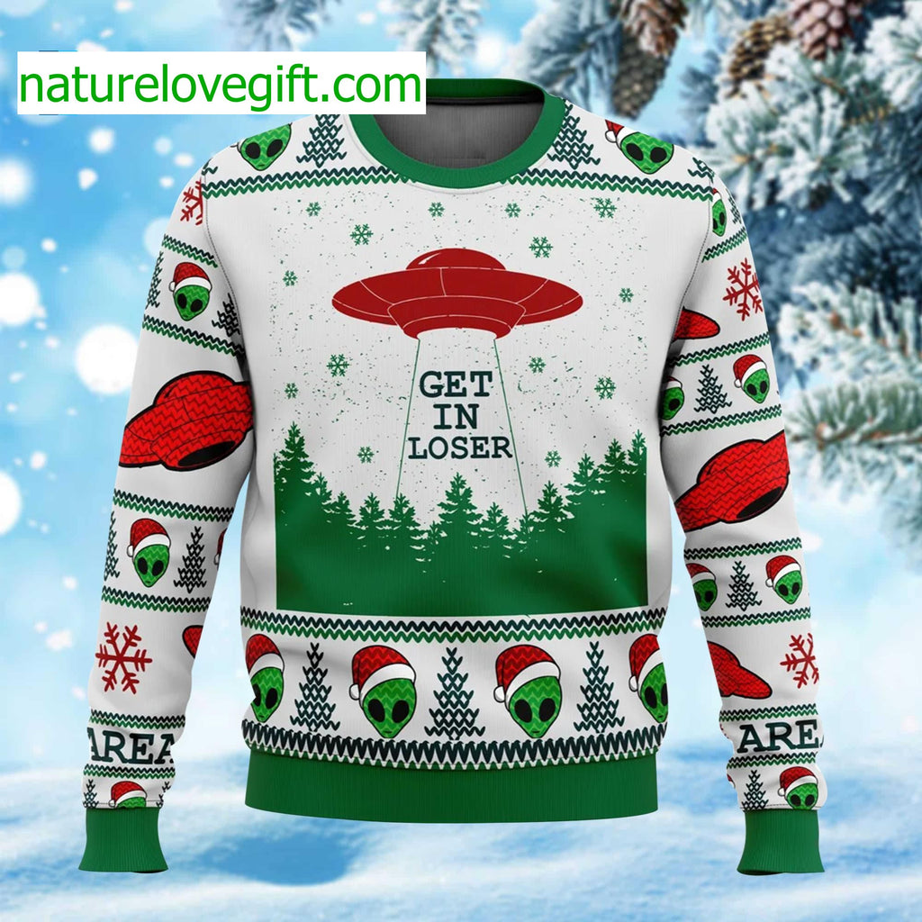 Alien Get In Loser Ugly Christmas Sweater - Holiday Gift product image