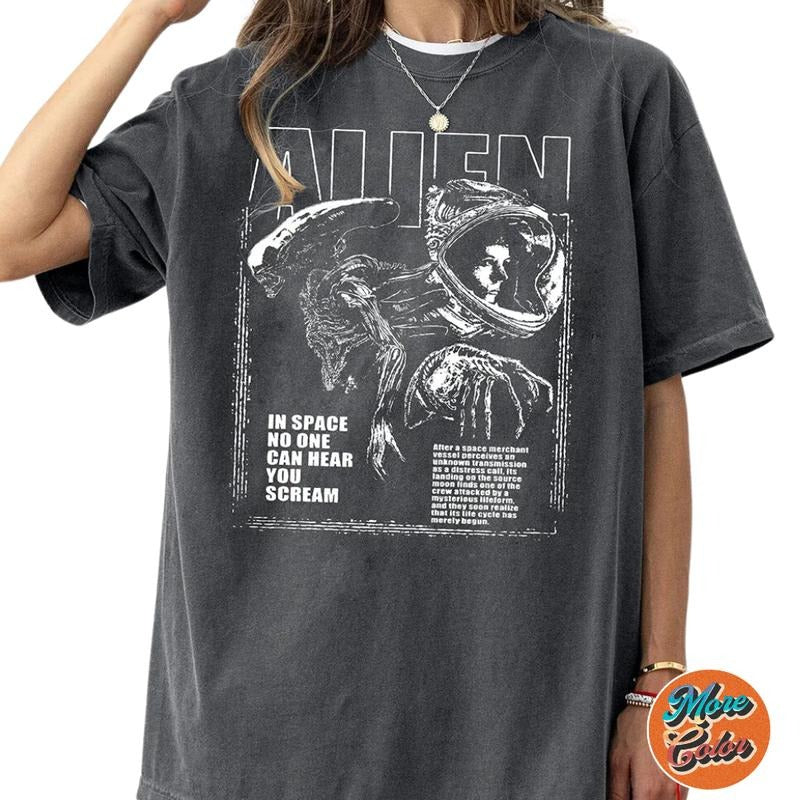 Alien Space No One Can Hear You Scream Anime Cotton - Adult & Kids T-Shirts, Sweatshirts & Hoodies apparel design preview 1