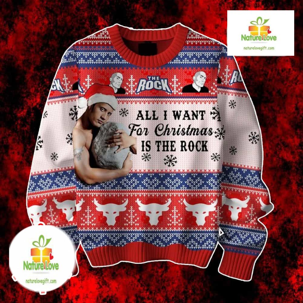 The Rock Red White Blue Holiday Gift Ugly Christmas Sweater - Holiday Gift product image