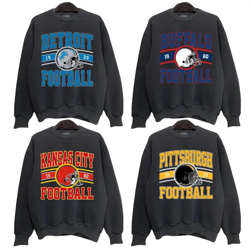All Team Football 90s Vintage Hometown Her Tops - Adult & Kids T-Shirts, Sweatshirts & Hoodies apparel design preview 1