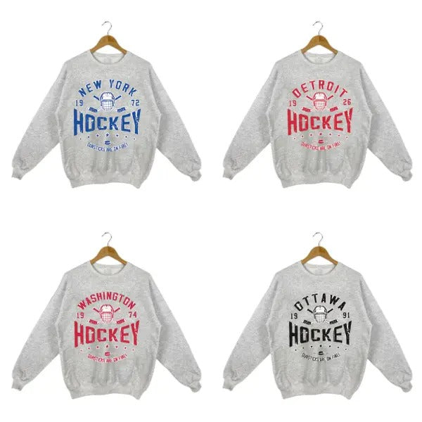 All Team Hockey Vintage Sportswear - Adult & Kids T-Shirts, Sweatshirts & Hoodies apparel design preview 1