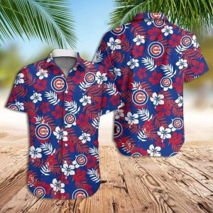 Aloha MLB Chicago Cubs Hawaiian Blue Flora Trendy - Adult & Kids T-Shirts, Sweatshirts & Hoodies apparel design preview 1