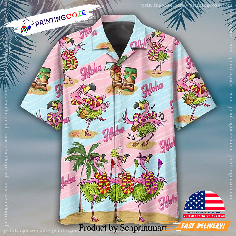 Aloha Pink Flamingo Vacation Hawaiian - Adult & Kids T-Shirts, Sweatshirts & Hoodies apparel design preview 1