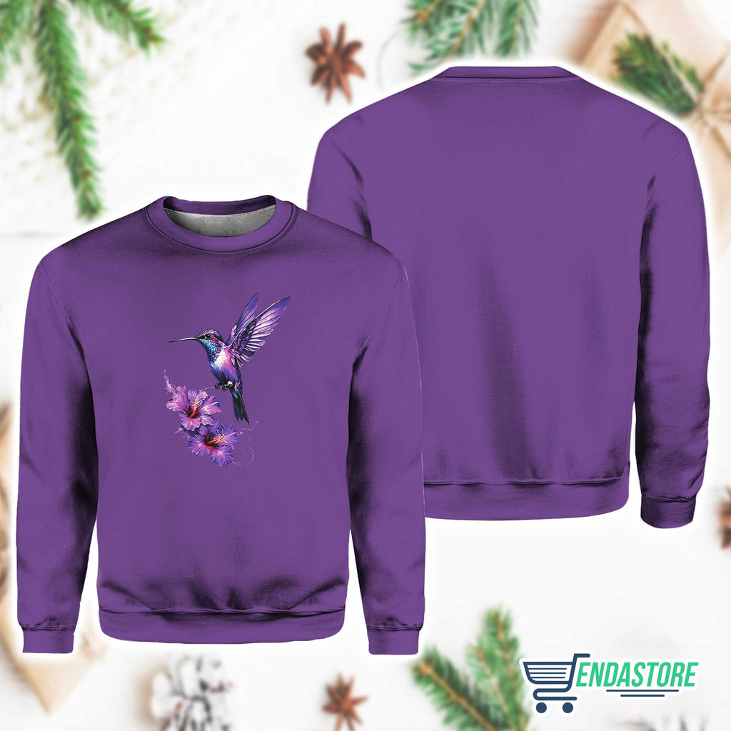Alzheimer’s Awareness Month Women’s Purple Art Print Pit Striped Sweatshirt 3D Sweater - Gift Idea product image