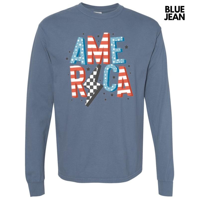 America Lightning Bolt Comfort Colors - Adult & Kids T-Shirts, Sweatshirts & Hoodies apparel design preview 1