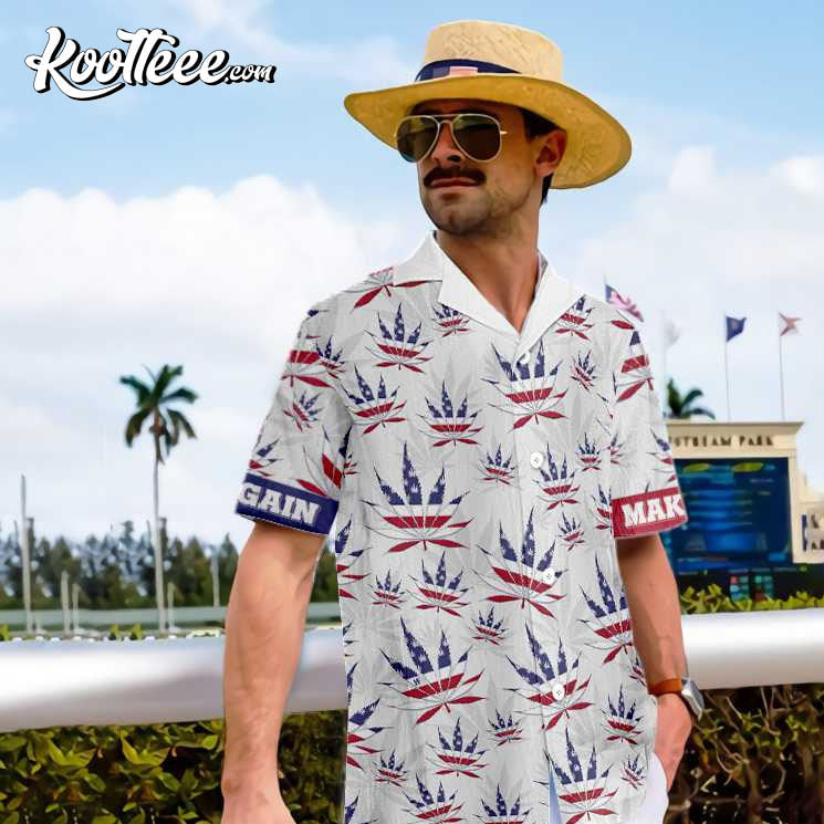 America Marijuana Leaf Summer Vibe Hawaiian - Adult & Kids T-Shirts, Sweatshirts & Hoodies apparel design preview 1