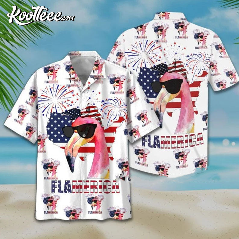 American Flag Flamingo Aloha Hawaiian - Adult & Kids T-Shirts, Sweatshirts & Hoodies apparel design preview 1