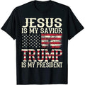 American Flag Jesus Is My Savior Trump President - Adult & Kids T-Shirts, Sweatshirts & Hoodies apparel design preview 1
