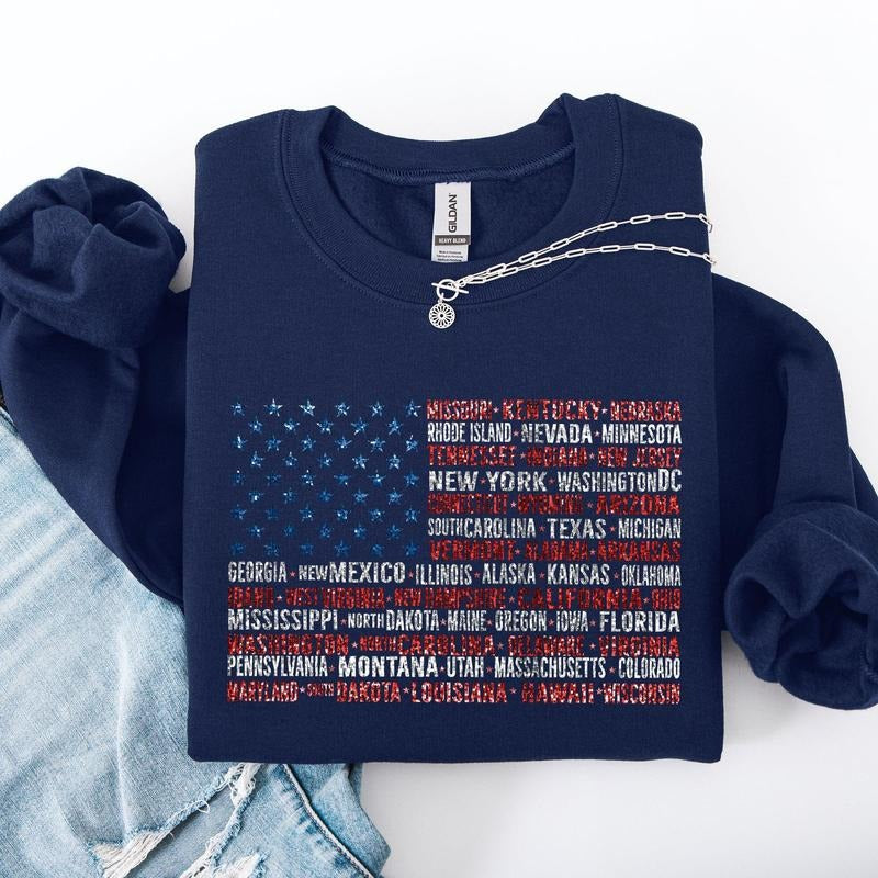 American Flag States USA Patriotic America 4th July - Adult & Kids T-Shirts, Sweatshirts & Hoodies apparel design preview 1