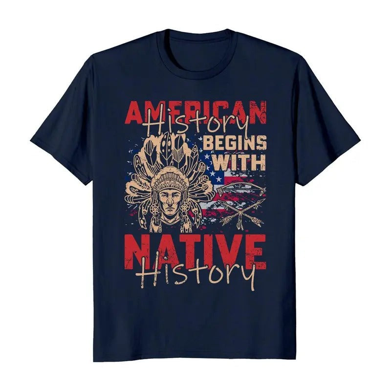 American History Begins Native Casual - Adult & Kids T-Shirts, Sweatshirts & Hoodies apparel design preview 1