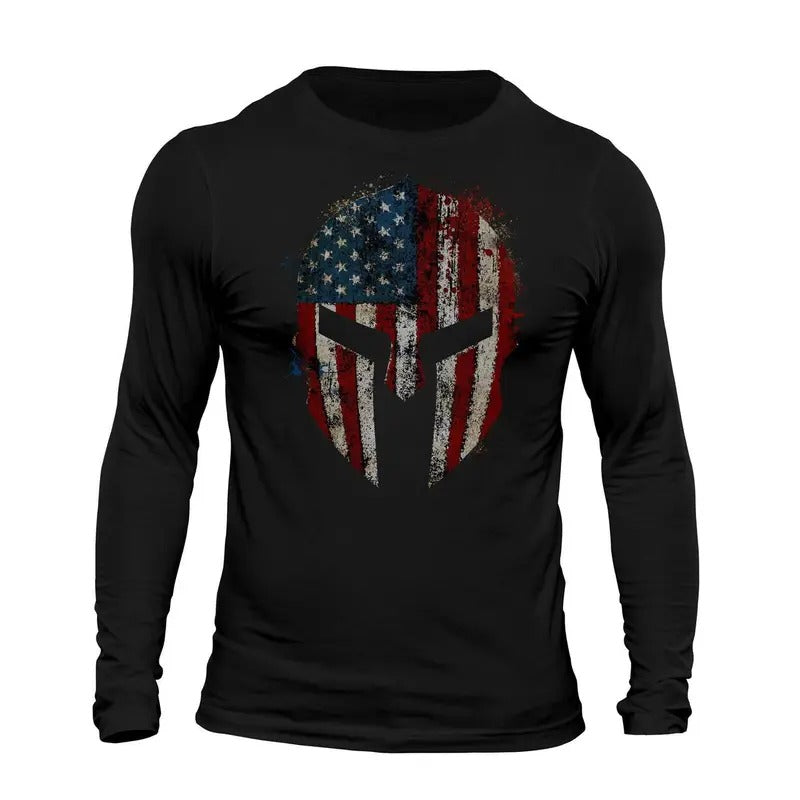 American Spartan Patriotic USA Flag Casual Classic - Adult & Kids T-Shirts, Sweatshirts & Hoodies apparel design preview 1