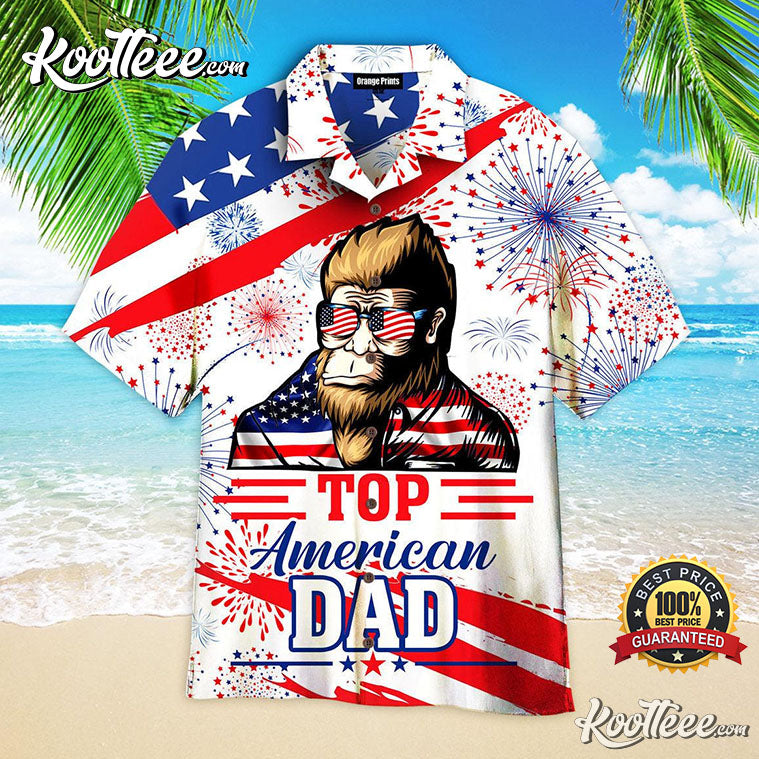 American Top Dad Bigfoot 4th Of July Hawaiian - Adult & Kids T-Shirts, Sweatshirts & Hoodies apparel design preview 1