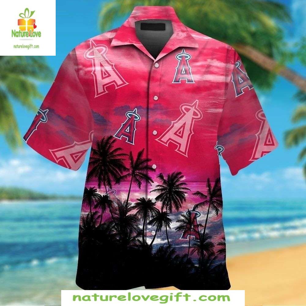 MLB Hawaiian Angels Sunset Paradise Palm Tree - Adult & Kids T-Shirts, Sweatshirts & Hoodies apparel design preview 1
