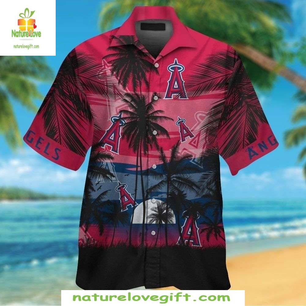 MLB Hawaiian Angels Sunset Beach Palms Stylish - Adult & Kids T-Shirts, Sweatshirts & Hoodies apparel design preview 1