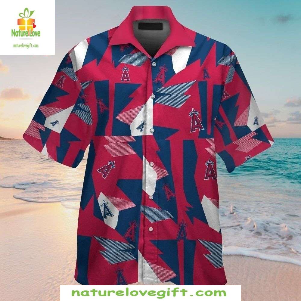 MLB Angels Hawaiian Team Colors Patchwork Baseball - Adult & Kids T-Shirts, Sweatshirts & Hoodies apparel design preview 1