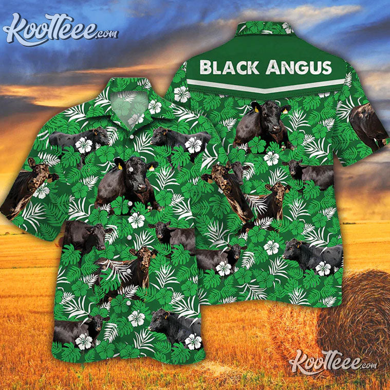 Angus Cattle Lovers Green Floral Pattern Trendy - Adult & Kids T-Shirts, Sweatshirts & Hoodies apparel design preview 1