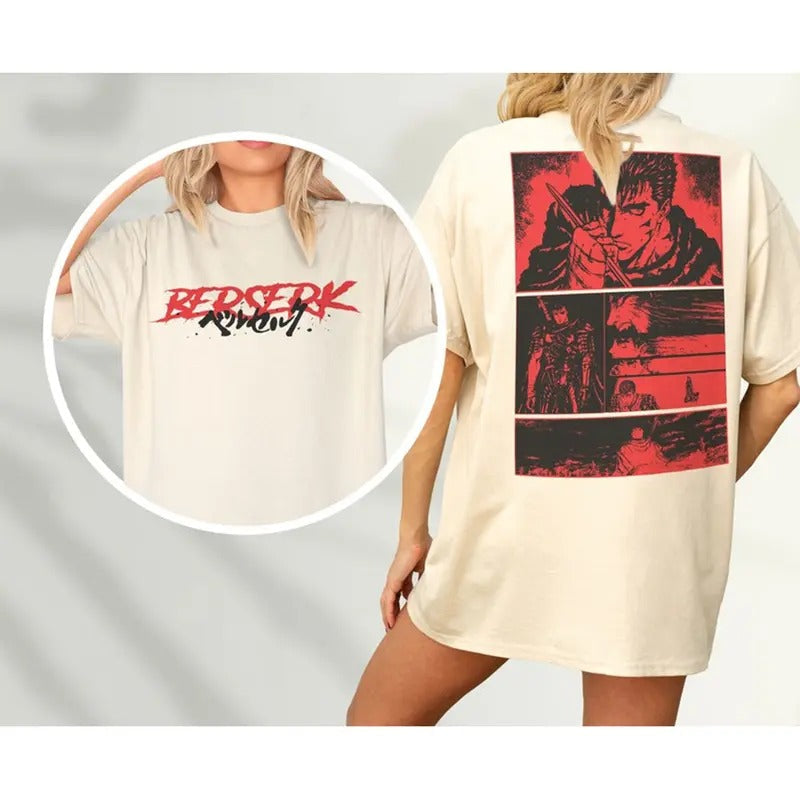 Anime Grunge 90s Japanese Manga Back Print Go Berserk - Adult & Kids T-Shirts, Sweatshirts & Hoodies apparel design preview 1