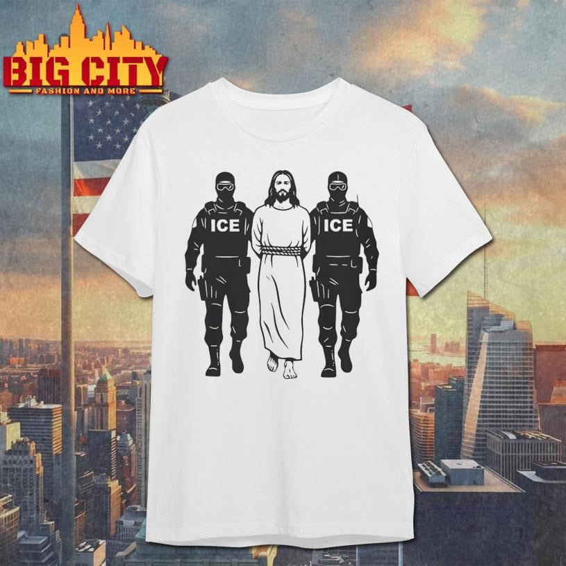 Anti-ICE Jesus Arrested - Adult & Kids T-Shirts, Sweatshirts & Hoodies apparel design preview 1
