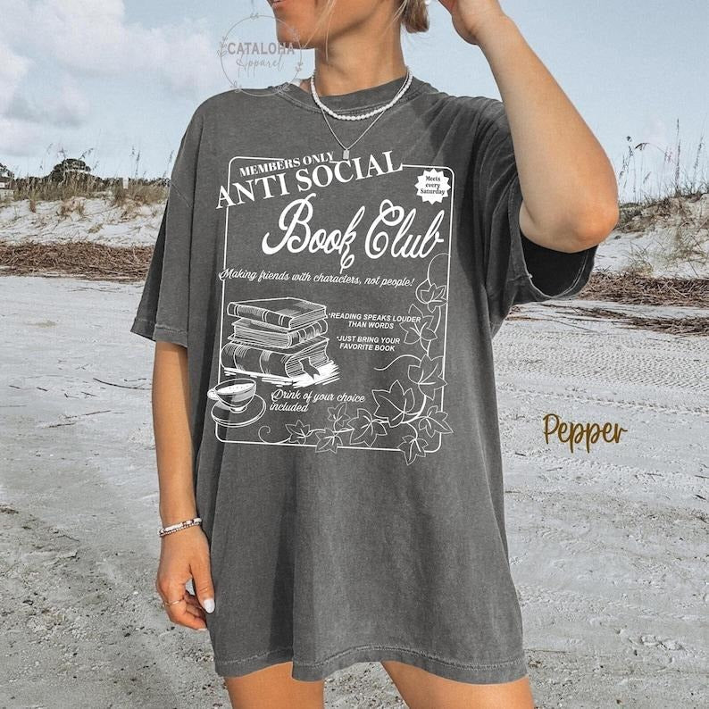 Anti Social Book Club Introverted Romance Reader - Adult & Kids T-Shirts, Sweatshirts & Hoodies apparel design preview 1