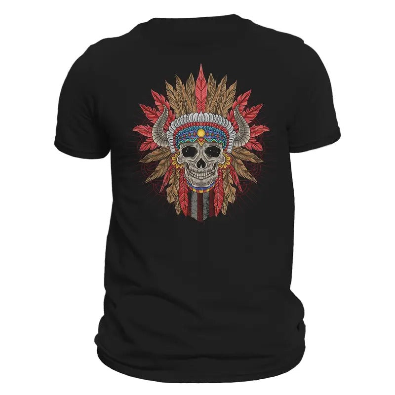 Apache Chief Skull Native American - Adult & Kids T-Shirts, Sweatshirts & Hoodies apparel design preview 1