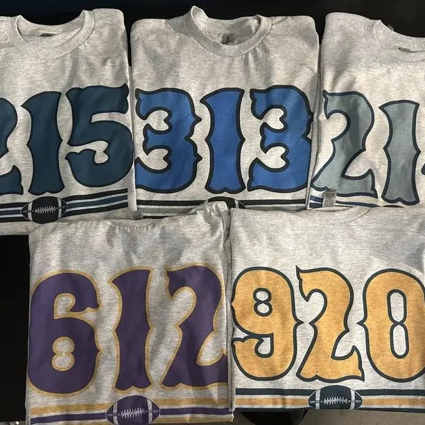 Area Code Football Vintage All Teams Fan Sport - Adult & Kids T-Shirts, Sweatshirts & Hoodies apparel design preview 1