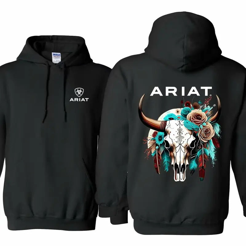 Ariat Wild Bull Skull Intricate Floral Patterns - Adult & Kids T-Shirts, Sweatshirts & Hoodies apparel design preview 1