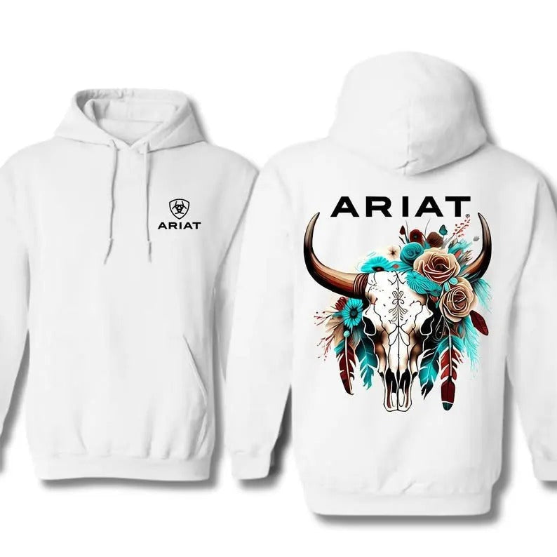 Ariat Bull Skull Floral Perfect Outdoor Menswear - Adult & Kids T-Shirts, Sweatshirts & Hoodies apparel design preview 1