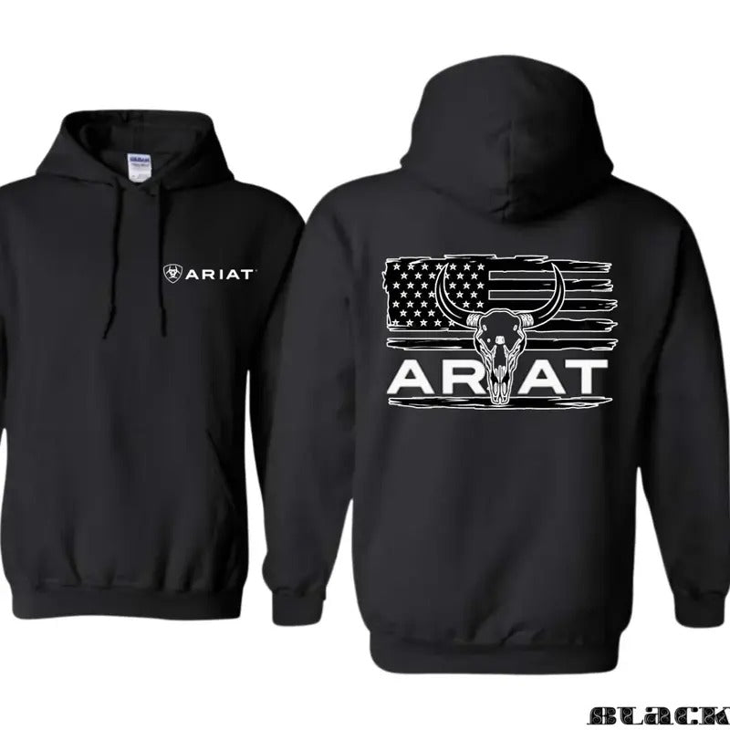 Ariat Bold Bull Skull American Flag Rugged Edgy Fans - Adult & Kids T-Shirts, Sweatshirts & Hoodies apparel design preview 1