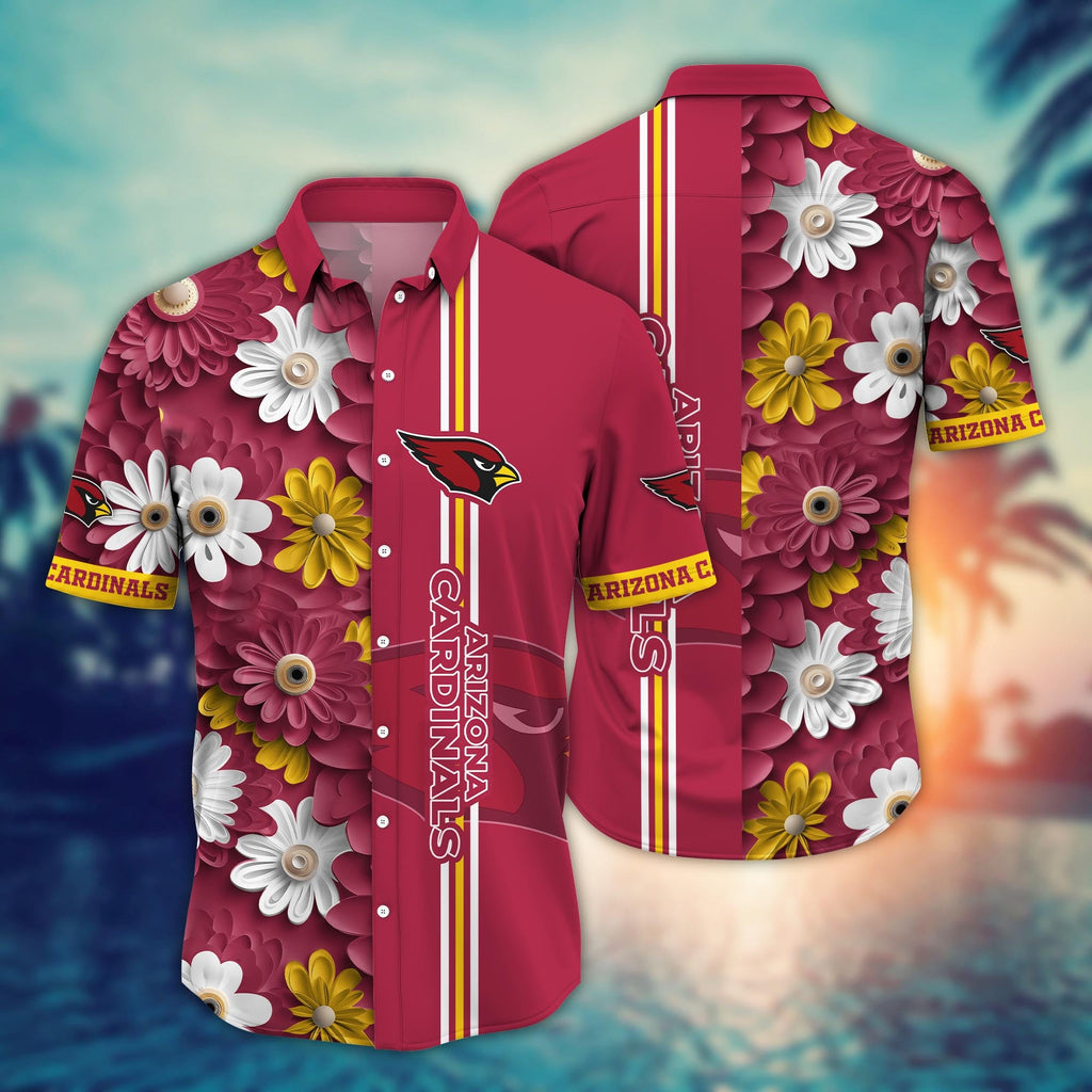 Arizona Cardinals Hawaiian Daisy Stripe Design 566904 - Adult & Kids T-Shirts, Sweatshirts & Hoodies apparel design preview 1