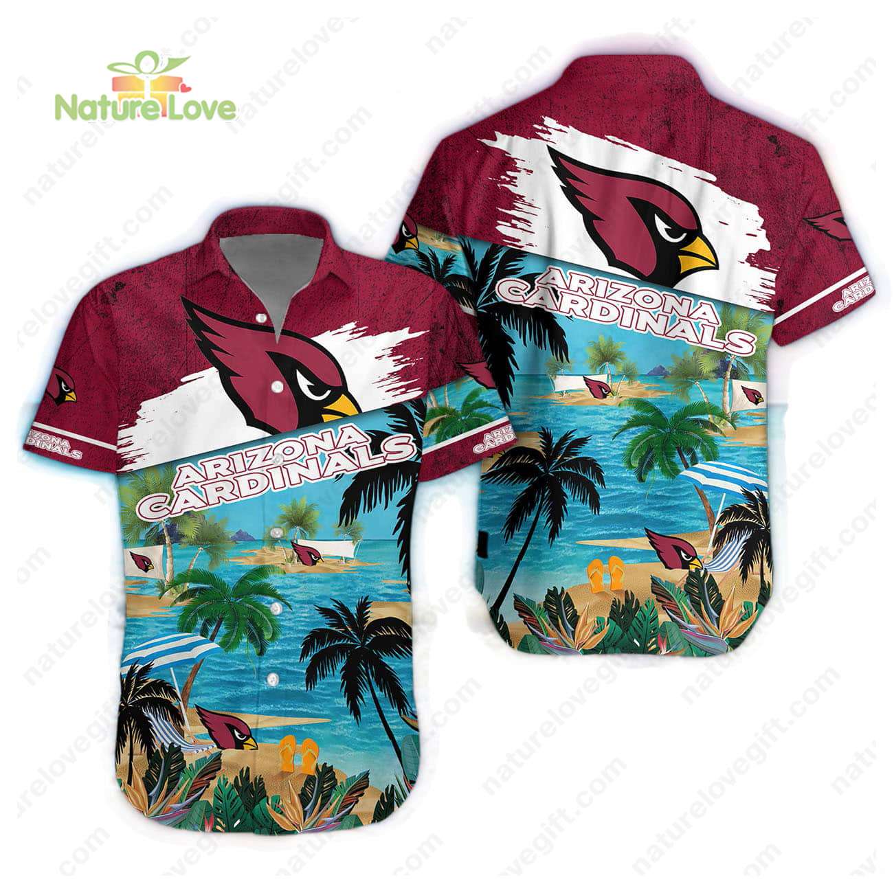 Arizona Cardinals Summer Beach Aloha Hawaiian - Adult & Kids T-Shirts, Sweatshirts & Hoodies apparel design preview 1