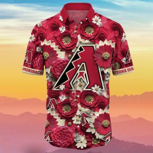 Arizona Diamondbacks Embossed Flower MLB Red Hawaiian - Adult & Kids T-Shirts, Sweatshirts & Hoodies apparel design preview 1