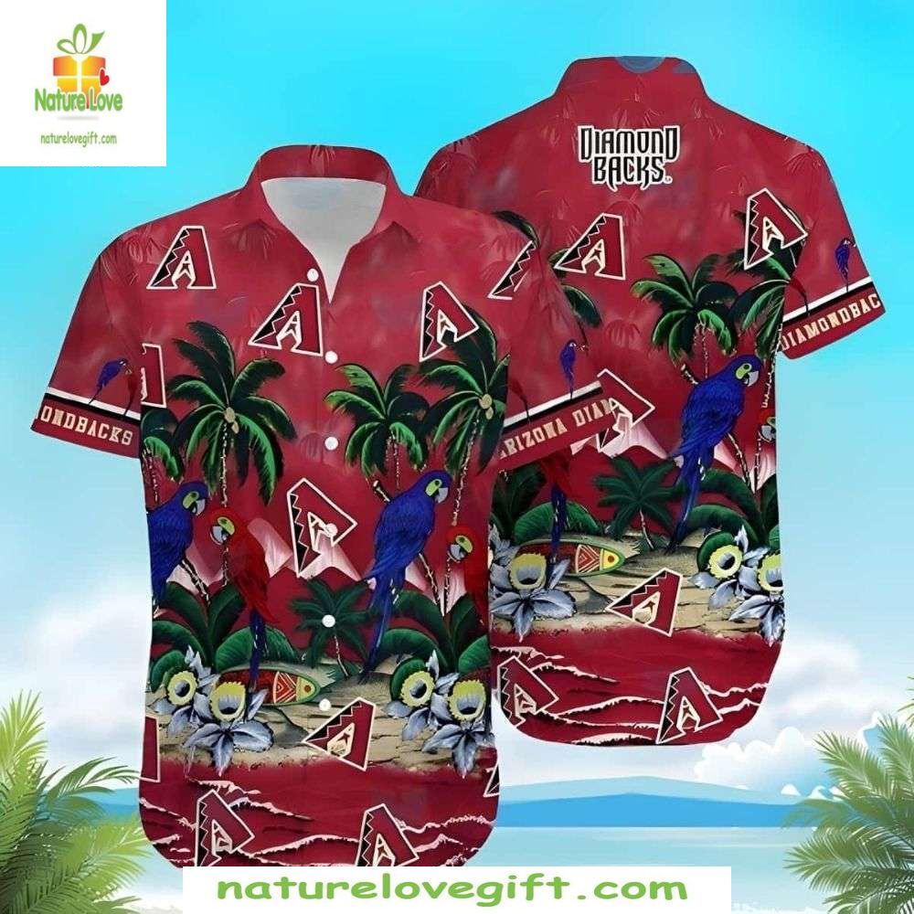 Arizona Diamondbacks Hawaiian Tropical Birds Foliage - Adult & Kids T-Shirts, Sweatshirts & Hoodies apparel design preview 1