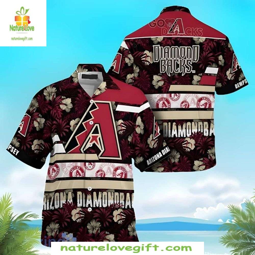 Arizona Diamondbacks Hawaiian Burgundy Floral - Adult & Kids T-Shirts, Sweatshirts & Hoodies apparel design preview 1