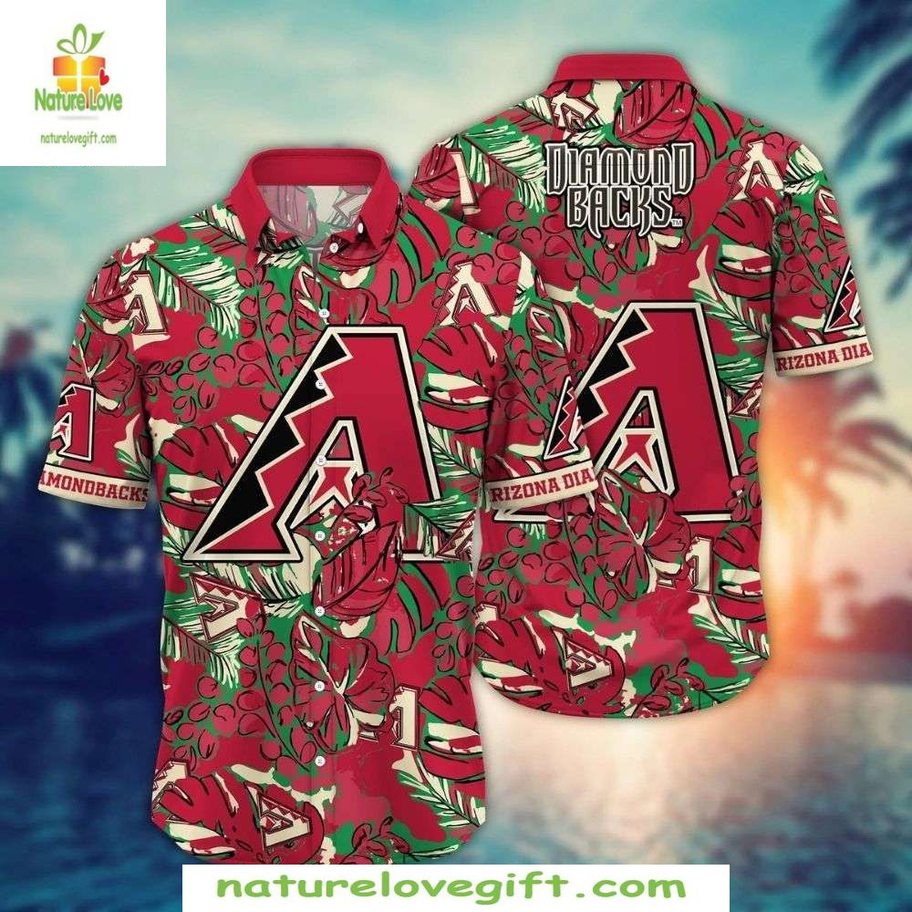 Arizona Diamondbacks Hawaiian Green Foliage MLB - Adult & Kids T-Shirts, Sweatshirts & Hoodies apparel design preview 1