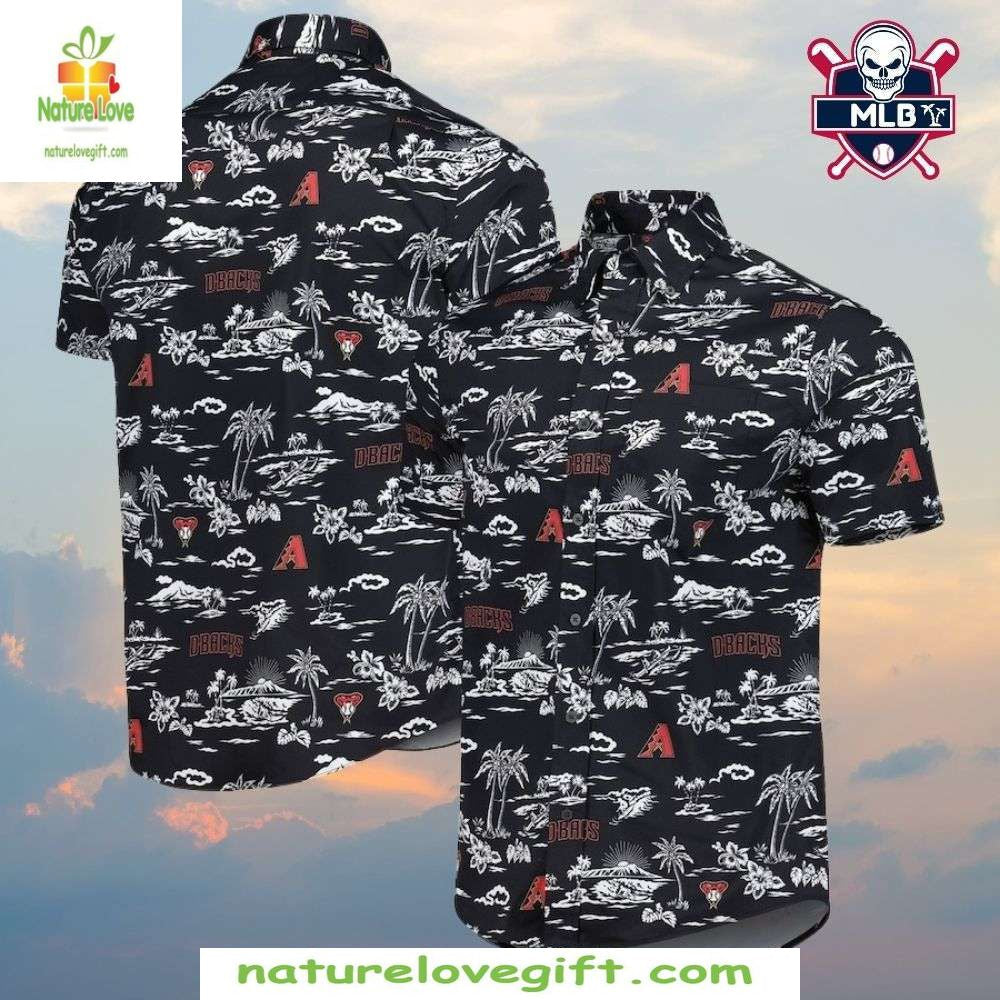 Arizona Diamondbacks MLB Hawaiian Stealth Black - Adult & Kids T-Shirts, Sweatshirts & Hoodies apparel design preview 1