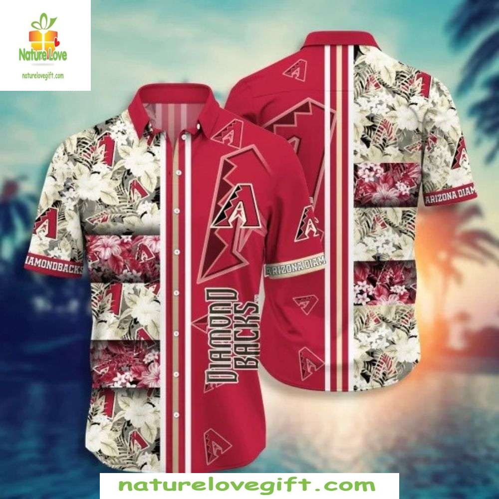 Arizona Diamondbacks Hawaiian Red Floral MLB Baseball - Adult & Kids T-Shirts, Sweatshirts & Hoodies apparel design preview 1