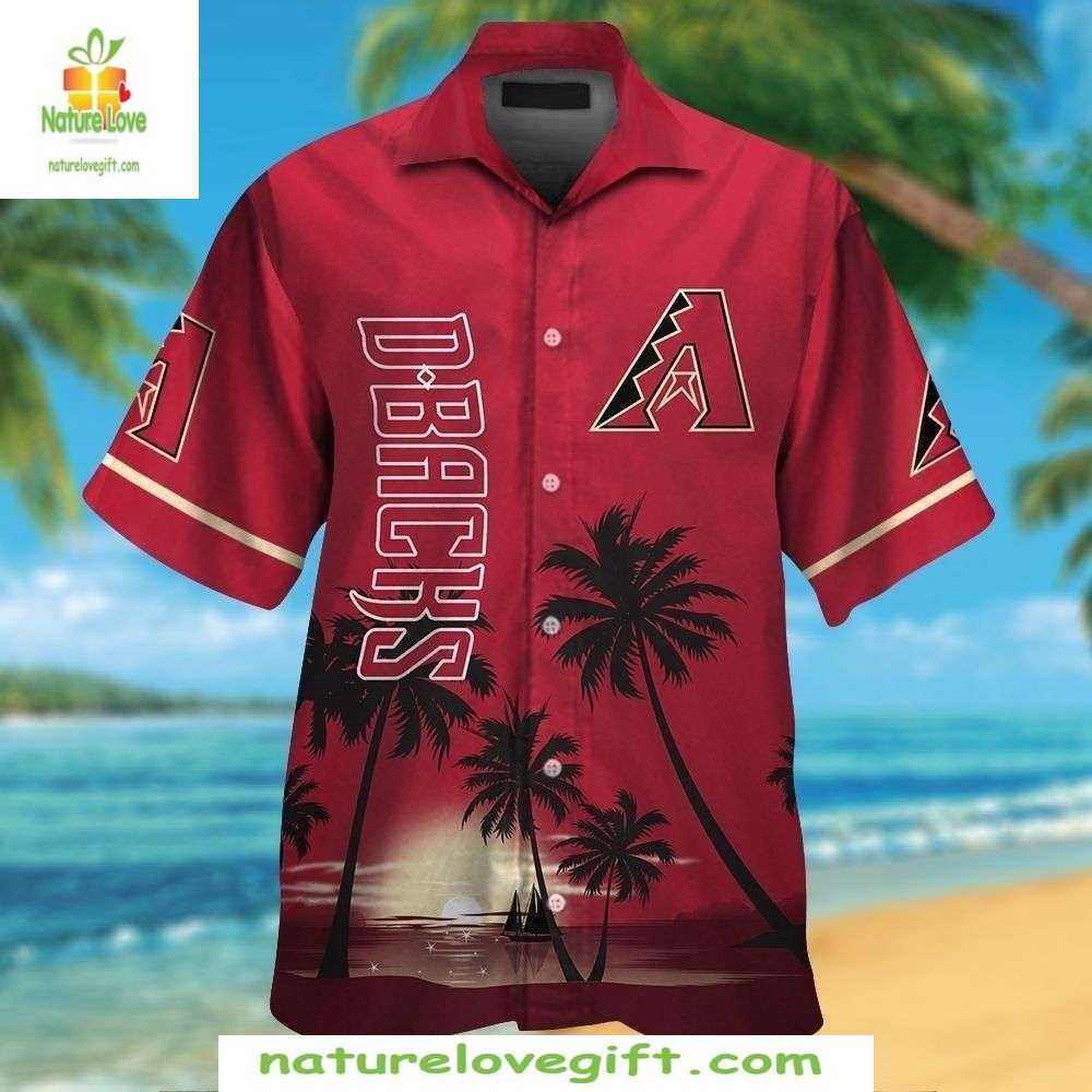 Arizona Diamondbacks MLB Hawaiian Red Horizon Palm - Adult & Kids T-Shirts, Sweatshirts & Hoodies apparel design preview 1