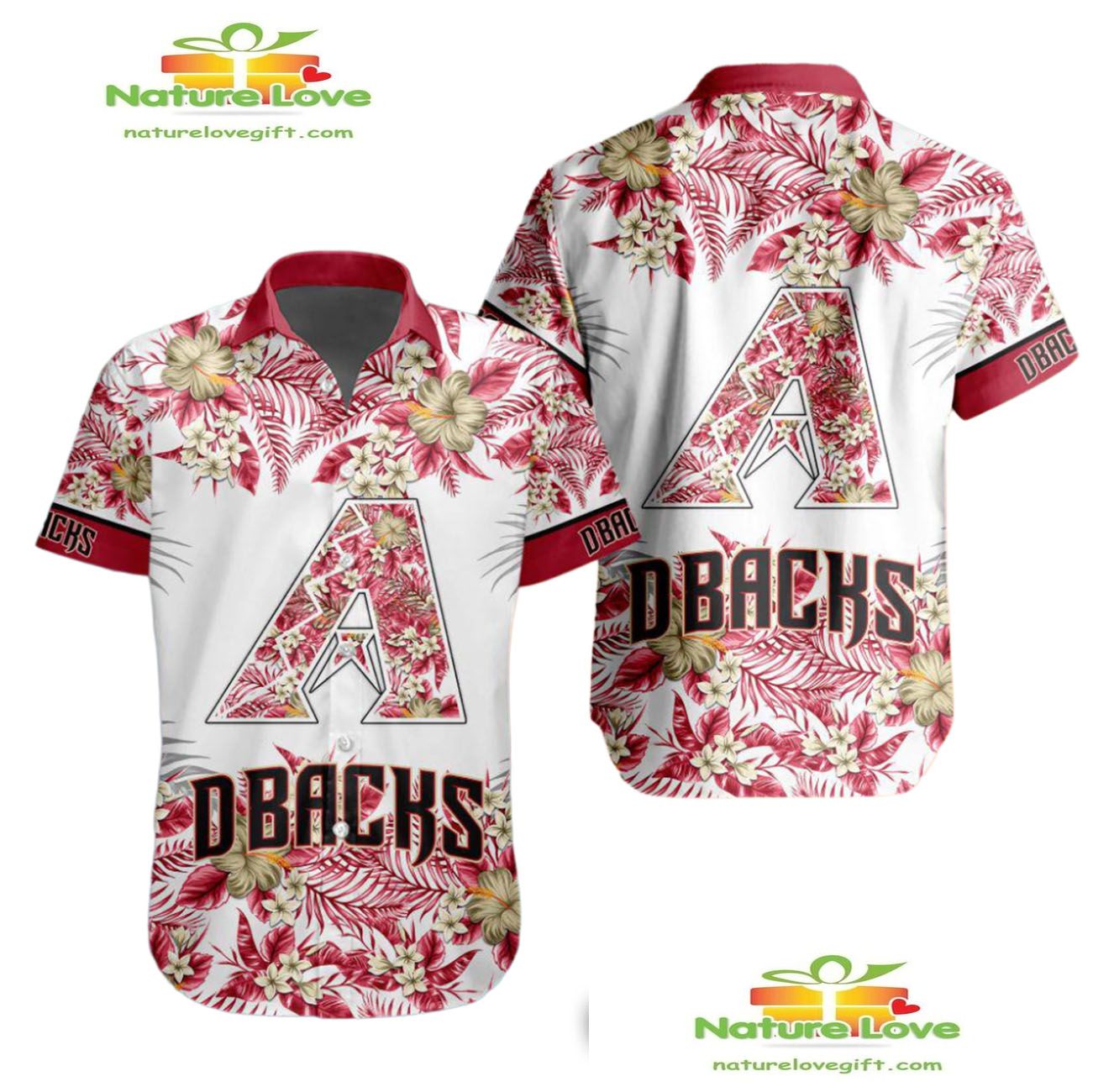 Arizona Diamondbacks Tropical Flower Hawaiian for Men - Adult & Kids T-Shirts, Sweatshirts & Hoodies apparel design preview 1