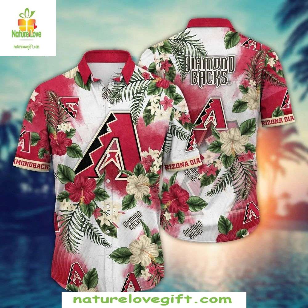 Arizona Diamondbacks Hawaiian Tropical Hibiscus - Adult & Kids T-Shirts, Sweatshirts & Hoodies apparel design preview 1