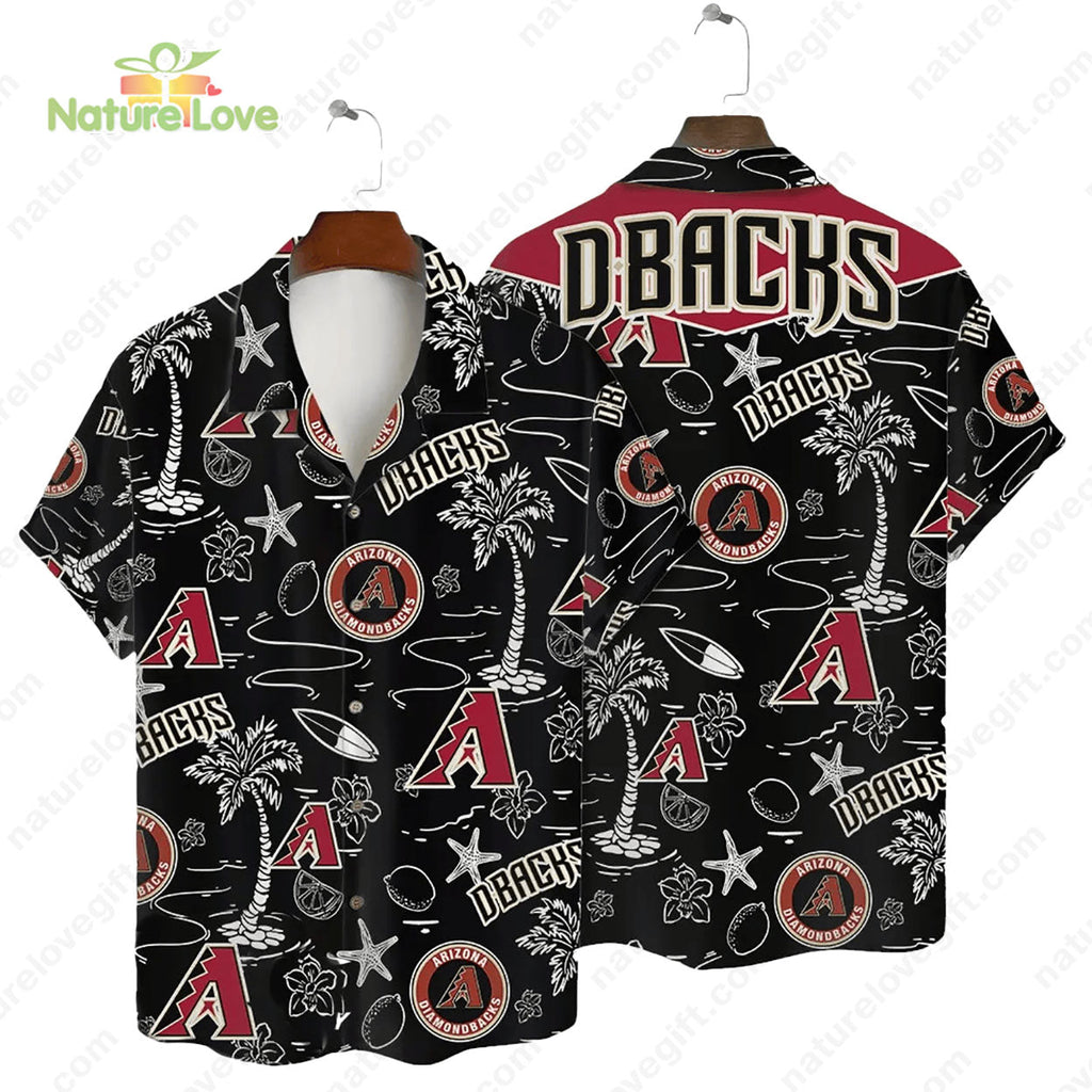 Arizona Diamondbacks Tropical Palms MLB Black - Adult & Kids T-Shirts, Sweatshirts & Hoodies apparel design preview 1
