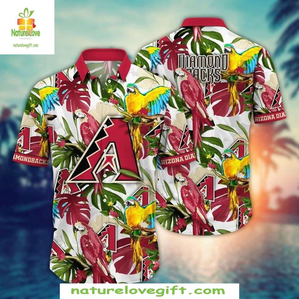 Arizona Diamondbacks Hawaiian Tropical Parrot Palm - Adult & Kids T-Shirts, Sweatshirts & Hoodies apparel design preview 1