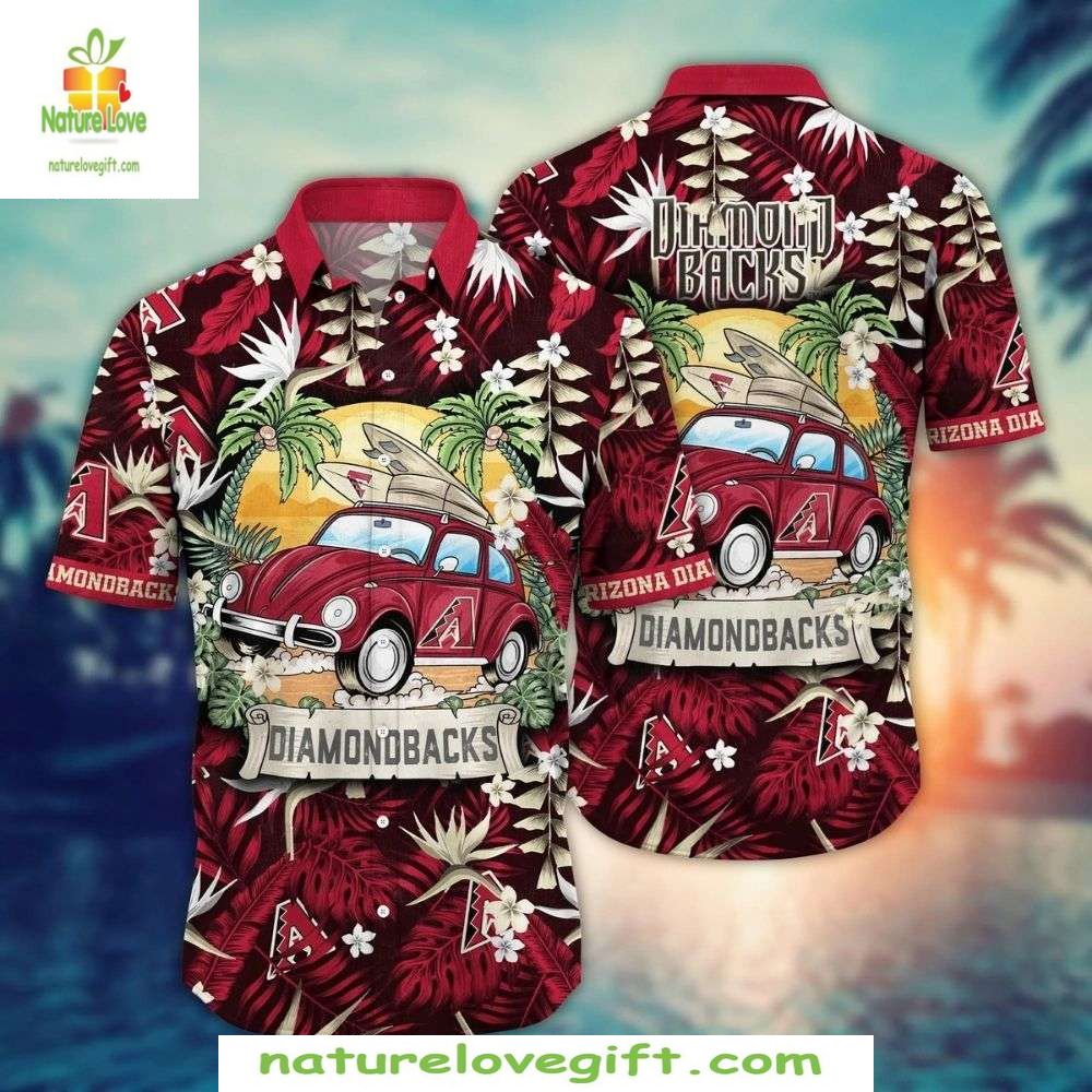 Arizona Diamondbacks MLB Hawaiian Vintage Car Palm - Adult & Kids T-Shirts, Sweatshirts & Hoodies apparel design preview 1