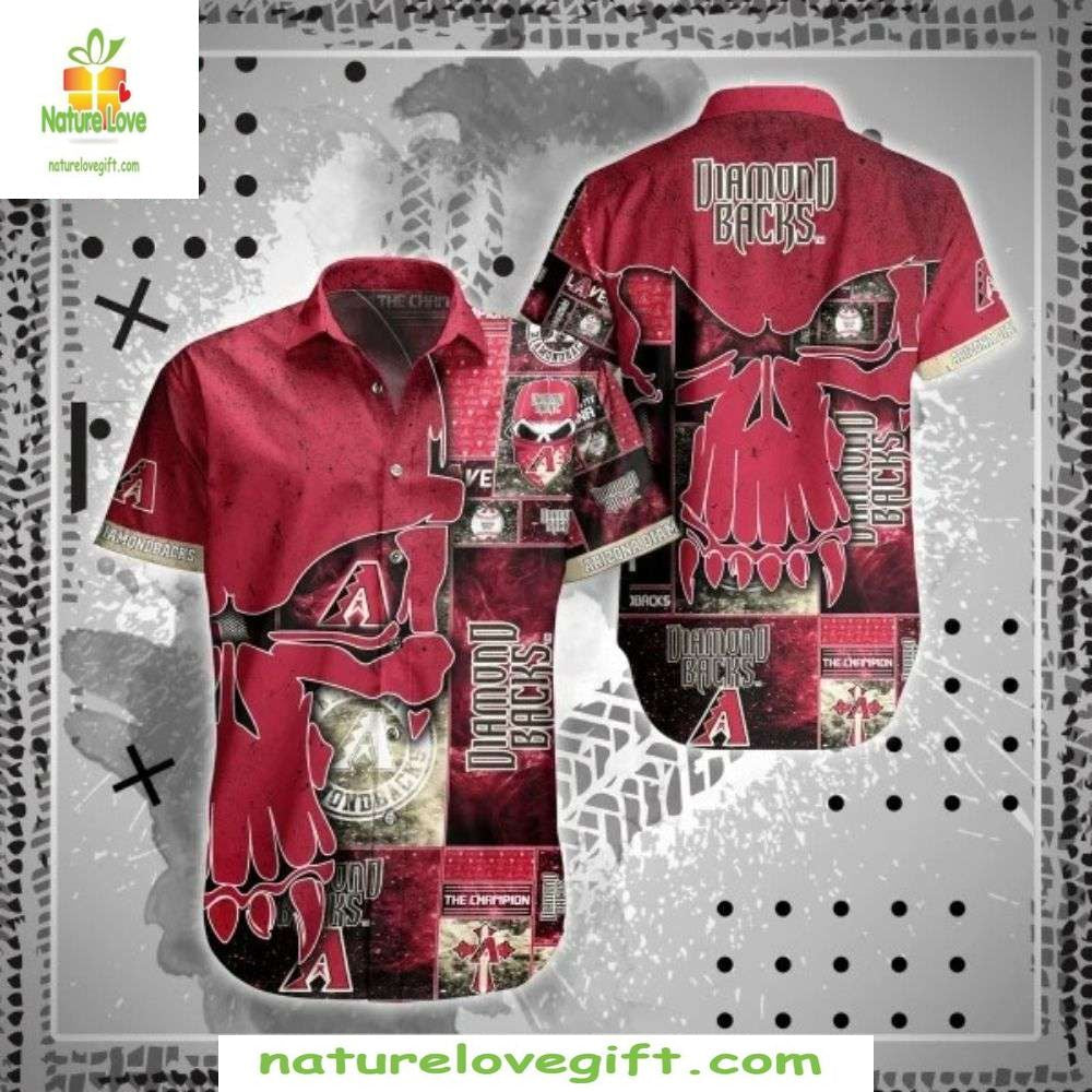 Arizona Diamondbacks Vintage Skull MLB Hawaiian - Adult & Kids T-Shirts, Sweatshirts & Hoodies apparel design preview 1