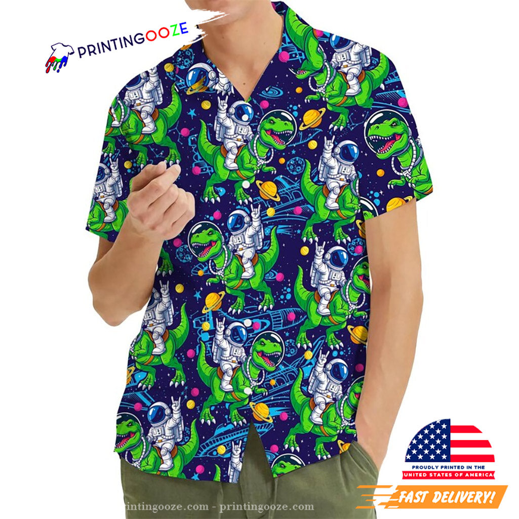 Astronaut Dinosaur Funny Space T-Rex Galaxy Hawaiian - Adult & Kids T-Shirts, Sweatshirts & Hoodies apparel design preview 1