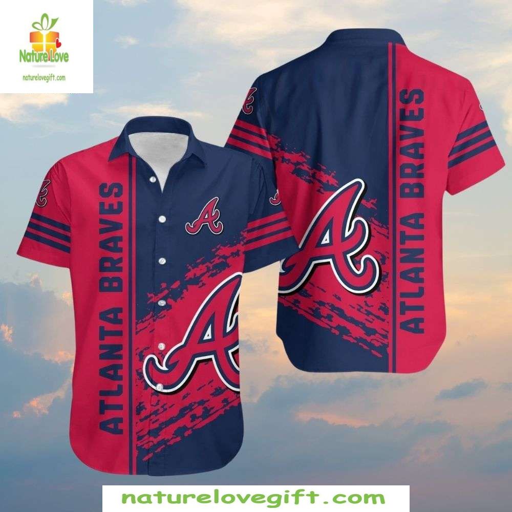 Atlanta Braves Hawaiian Urban Navy Camo Stylish - Adult & Kids T-Shirts, Sweatshirts & Hoodies apparel design preview 1